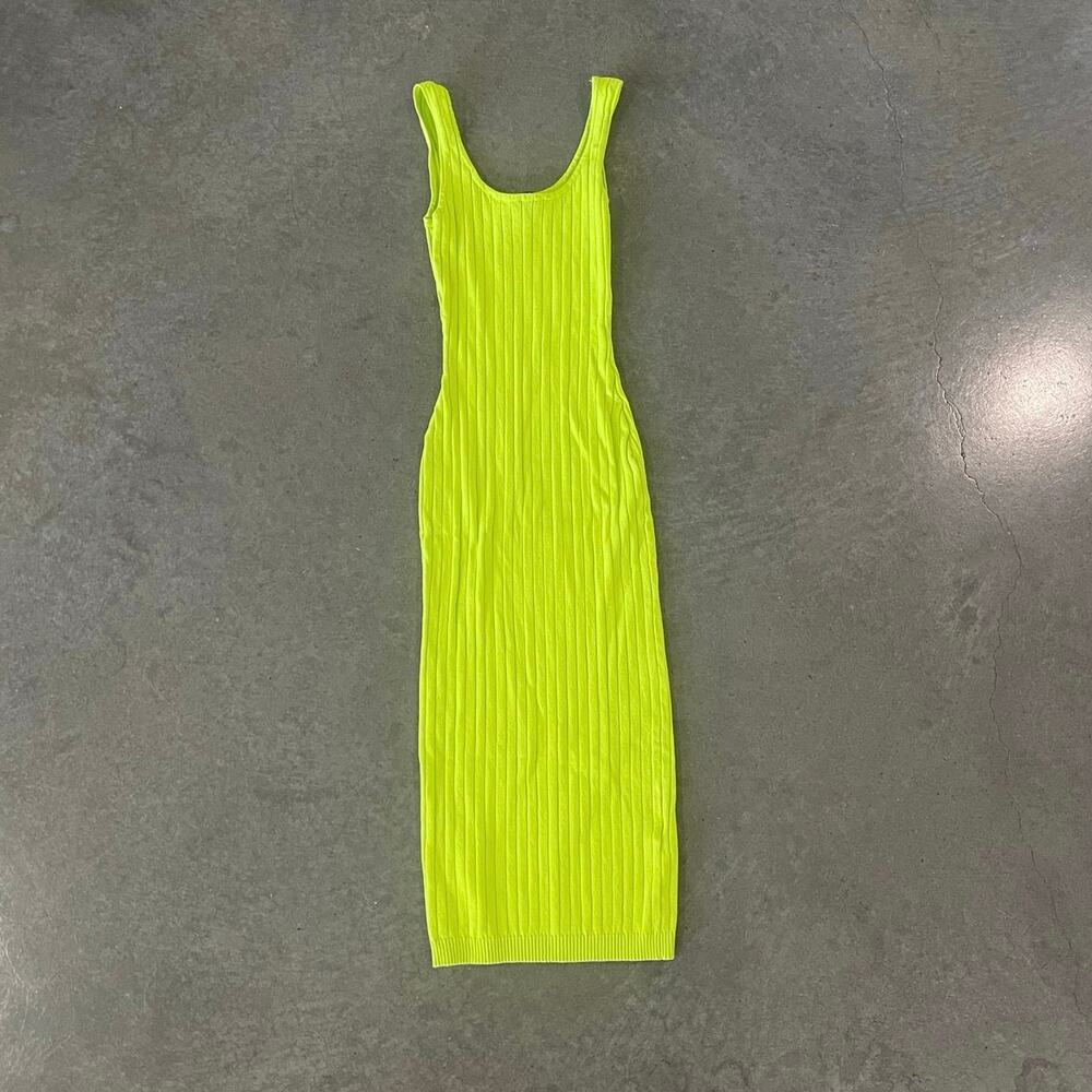 Women's Dress Hera Lime Green Body Con thick knit Shapewear